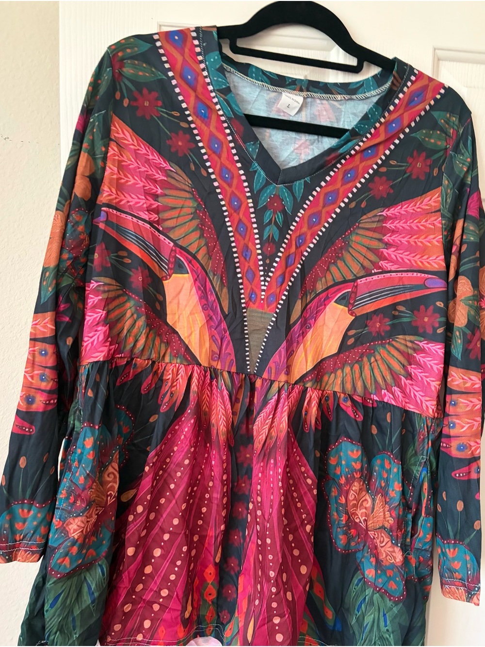 Vibrant Multicolor Boho V-Neck Tunic